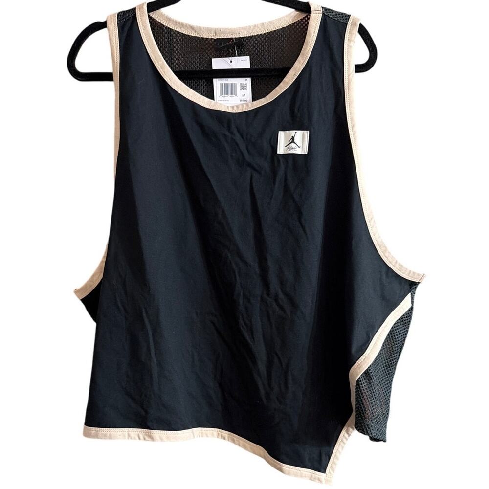 Jordan Flight Womens Plus Essential Jersey Tank Top Black Sand Drift Size 3X New